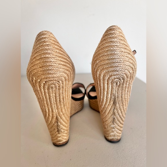 Gucci Horsebit  Suede Wedge Espadrille Platform Wedge Black Suede Sandals S 40 - Picture 7 of 10